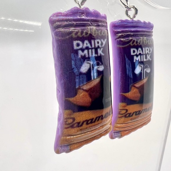 Cadbury Caramello Earrings - Chocolate Earrings - Candy Bar Earrings - Picture 1 of 11